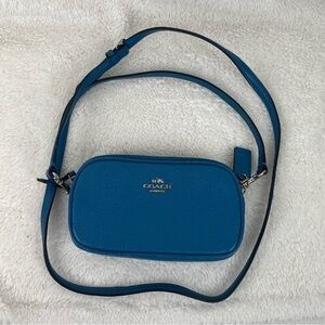Coach blue pebbled leather mini crossbody
